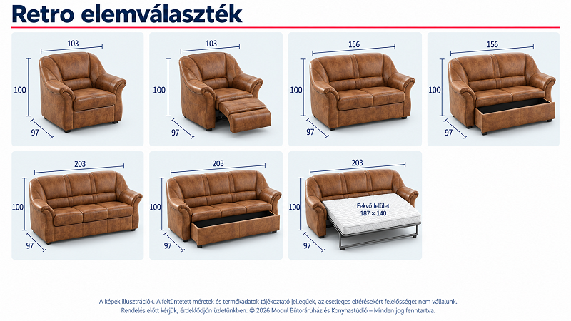 Retro klasszikus ülőgarnitúra - Image 4